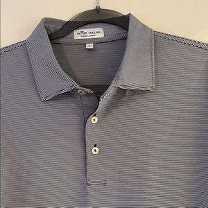 Peter Millar Men's Polo Shirt - Navyand White Stripes